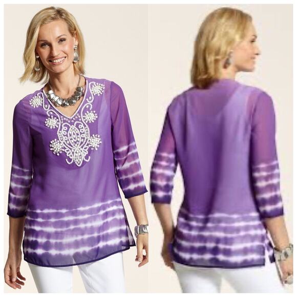NWT Chico's Purple Beaded Tunic - Picture 1 of 9